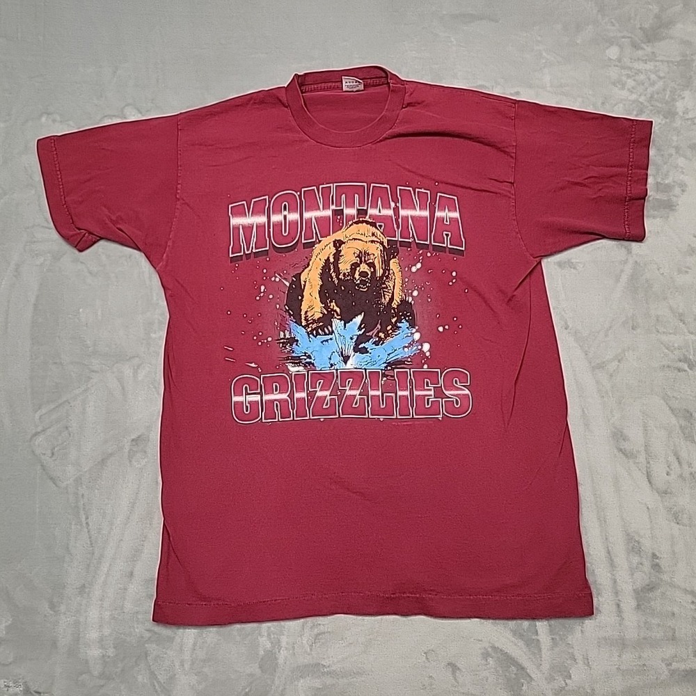 VTG Montana Grizzlies Shirt Mens XL Maroon Fruit Of The Loom Made In USA